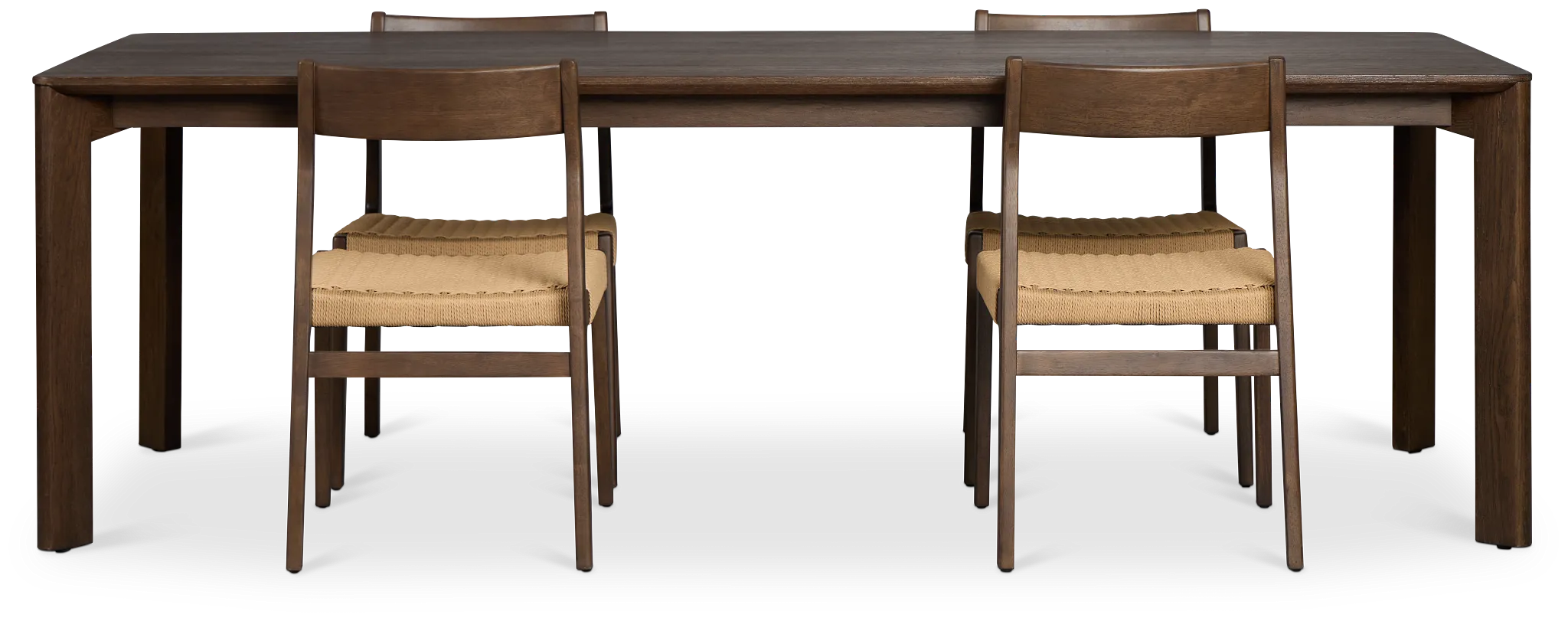 Santorini Dark Tone Rect Table & 4 Woven Chairs