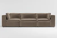 Destin Joya Beige Velvet 3-piece Modular Sofa