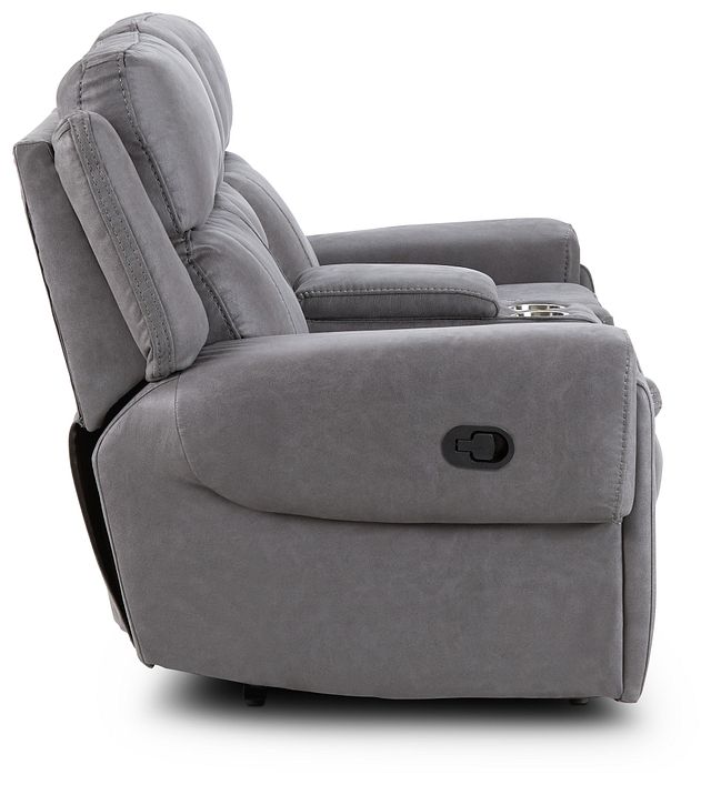 Scout Gray Micro Reclining Console Loveseat