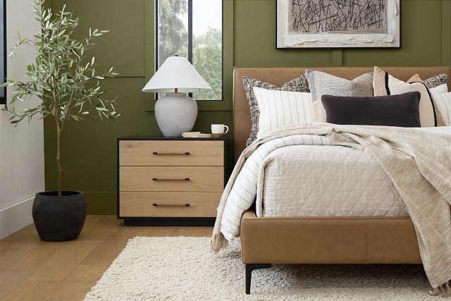 Highland Dark Brown Leather Panel Bed