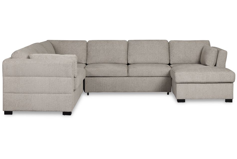 Amber Light Gray Fabric Large Right Chaise Sleeper Sectional