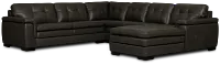 Braden Dark Gray Leather Medium Right Chaise Sectional