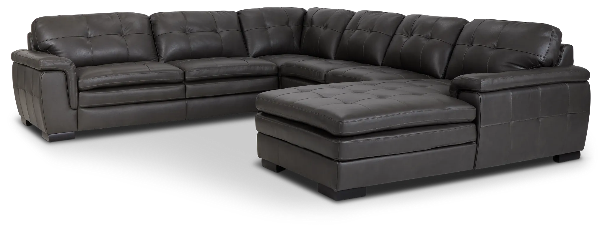 Braden Dark Gray Leather Medium Right Chaise Sectional