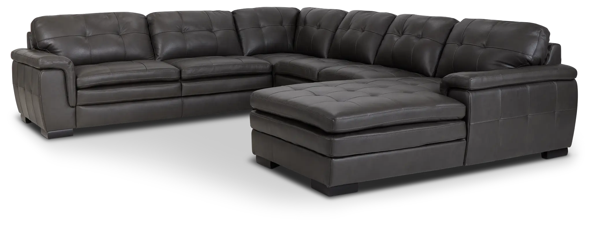 Braden Dark Gray Leather Medium Right Chaise Sectional Braden Dark Gray Leather Medium Right Chaise Sectional