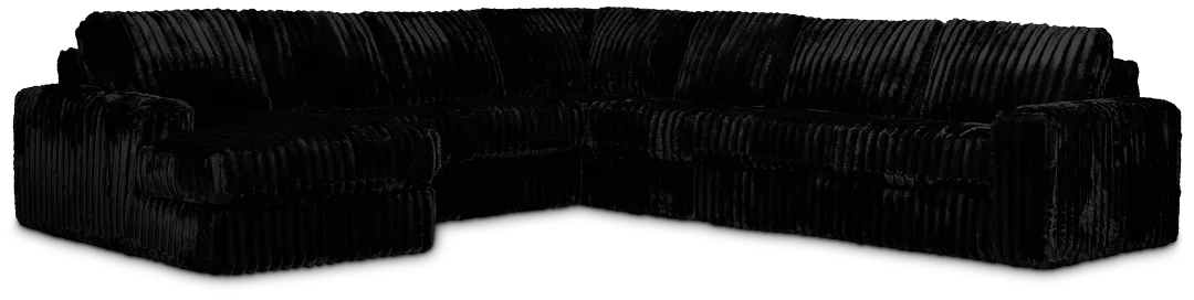 Teddy Black Fabric Large Left Chaise Sectional