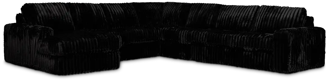 Teddy Black Fabric Large Left Chaise Sectional Teddy Black Fabric Large Left Chaise Sectional