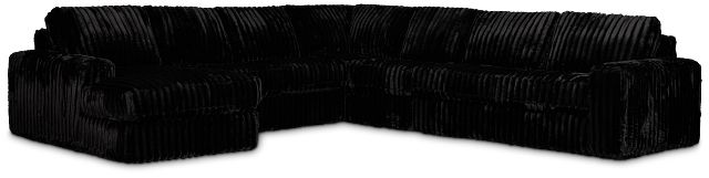 Teddy Black Fabric Large Left Chaise Sectional
