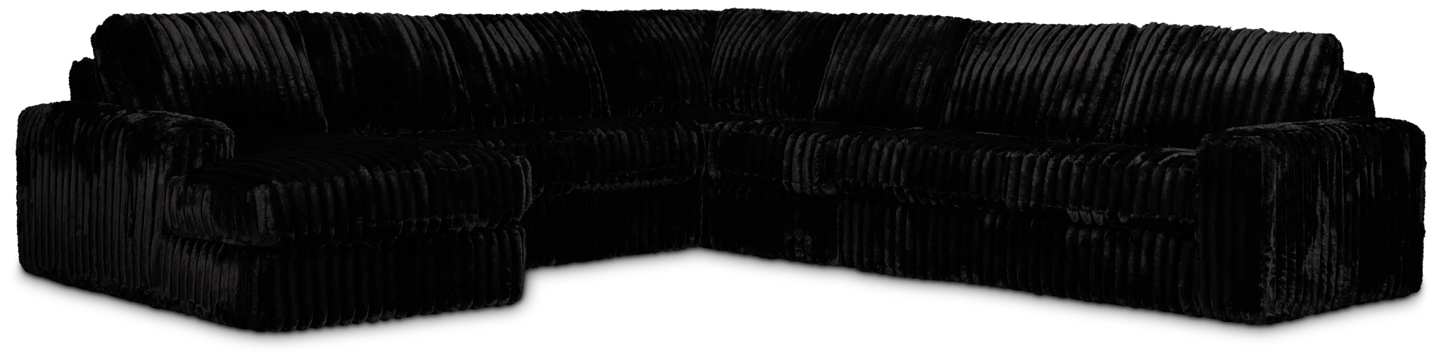 Teddy Black Fabric Large Left Chaise Sectional