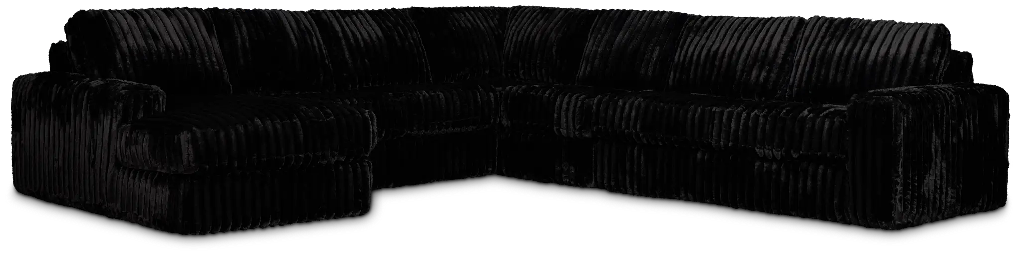 Teddy Black Fabric Large Left Chaise Sectional Teddy Black Fabric Large Left Chaise Sectional