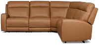 Flexsteel Belmont Medium Brown Lthr/vinyl Small Triple Power Reclining Two-arm Sectional