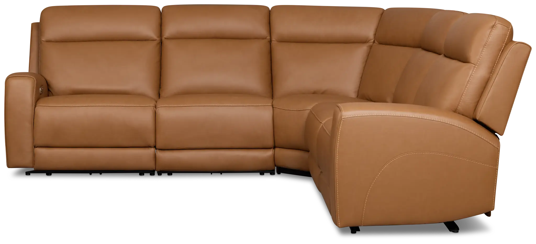 Flexsteel Belmont Medium Brown Lthr/vinyl Small Triple Power Reclining Two-arm Sectional Flexsteel Belmont Medium Brown Lthr/vinyl Small Triple Power Reclining Two-arm Sectional