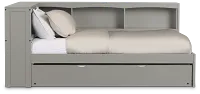 Charleston Gray Corner Bookcase Bed With Trundle