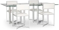 Amalfi White Glass Rectangular Table & 4 Metal Chairs
