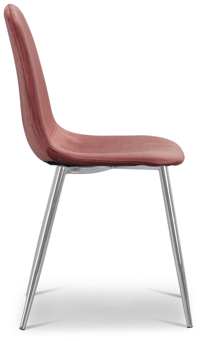 Havana Light Pink Velvet Upholstered Side Chair W/ Chrome Legs