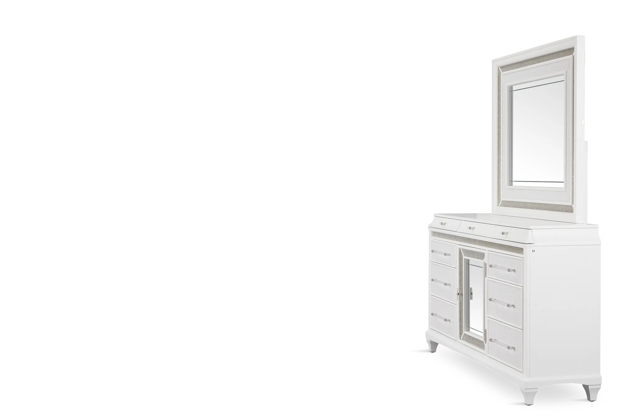 Milan White Dresser & Mirror