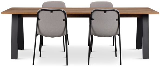 Trento Mid Tone 94" Rectangular Table & 4 Upholstered Chairs