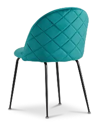 Capri Dark Teal Velvet Upholstered Side Chair W/ Black Legs