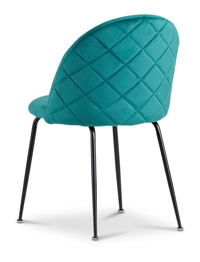 Capri Dark Teal Velvet Upholstered Side Chair W/ Black Legs