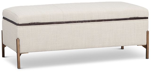 Karissa Dark Beige Rect Storage Accent Ottoman