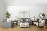 Wellstone Gray Fabric Cocktail Ottoman