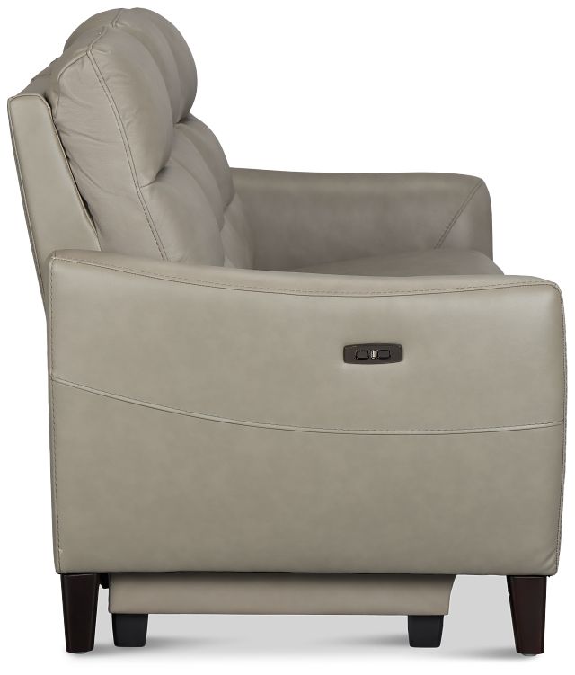 Keaton Gray Lthr/vinyl Power Reclining Sofa W/ Power Headrest