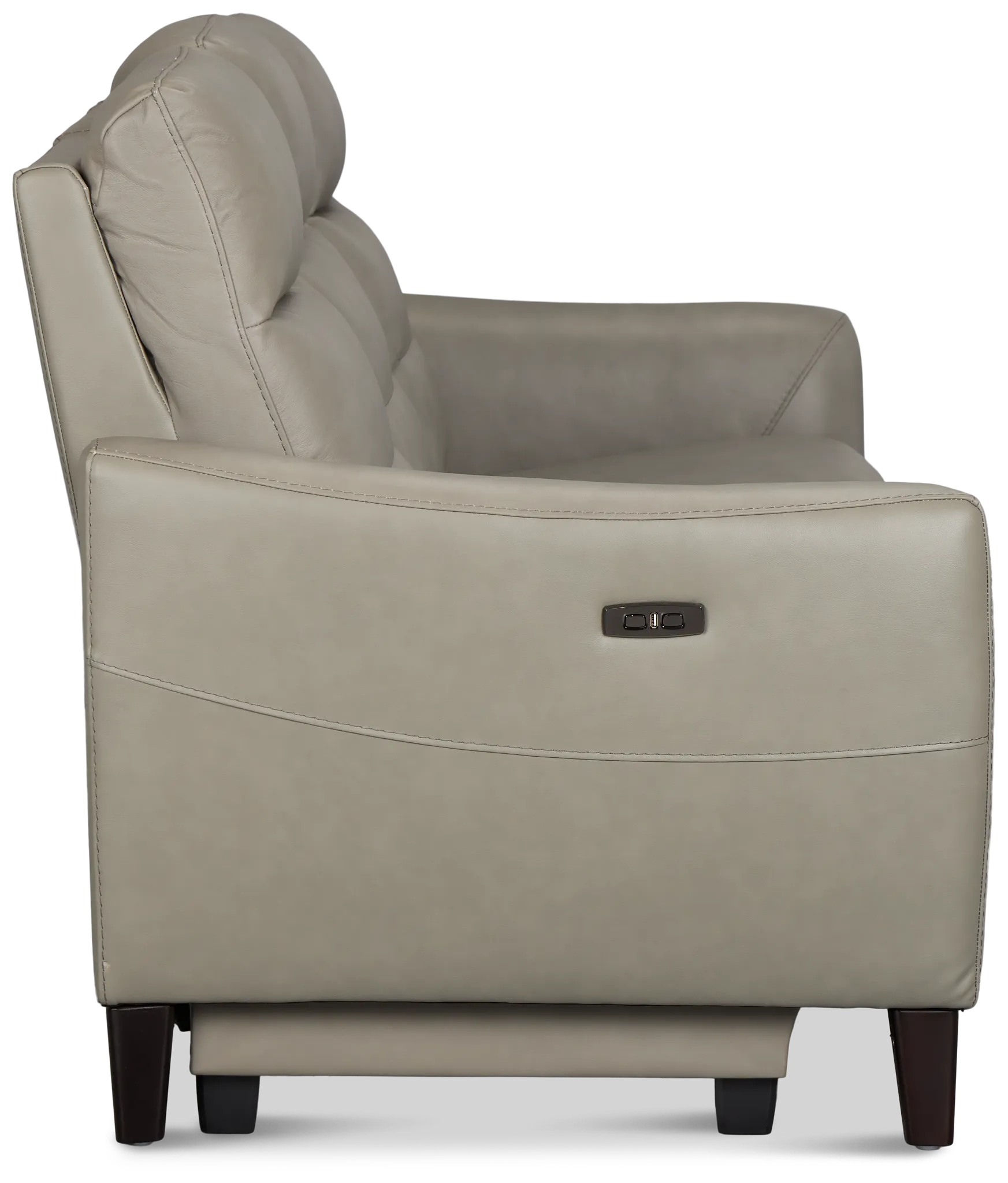 Keaton Gray Lthr/vinyl Power Reclining Sofa W/ Power Headrest