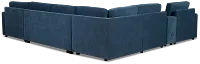 Addie Blue Fabric Medium Right Chaise Sleeper Sectional With Console