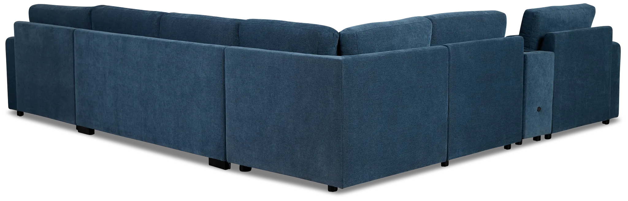 Addie Blue Fabric Medium Right Chaise Sleeper Sectional With Console
