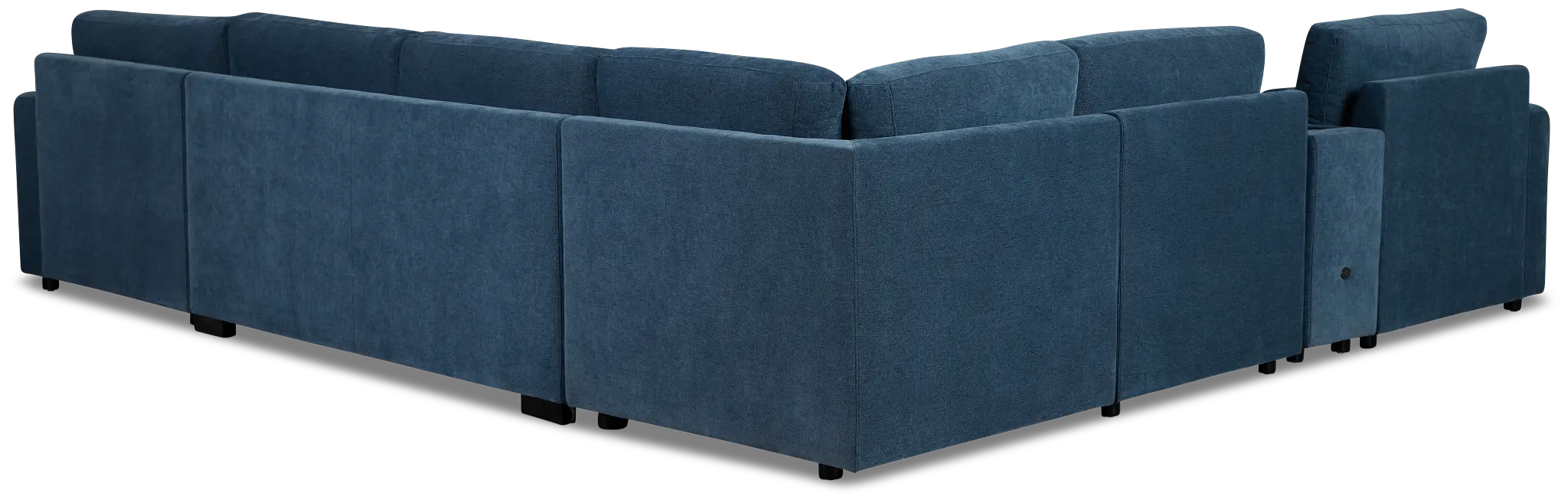 Addie Blue Fabric Medium Right Chaise Sleeper Sectional With Console Addie Blue Fabric Medium Right Chaise Sleeper Sectional With Console