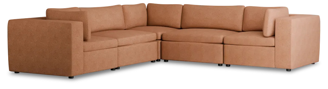 Destin Sutton Orange Fabric 5-piece Modular Sectional