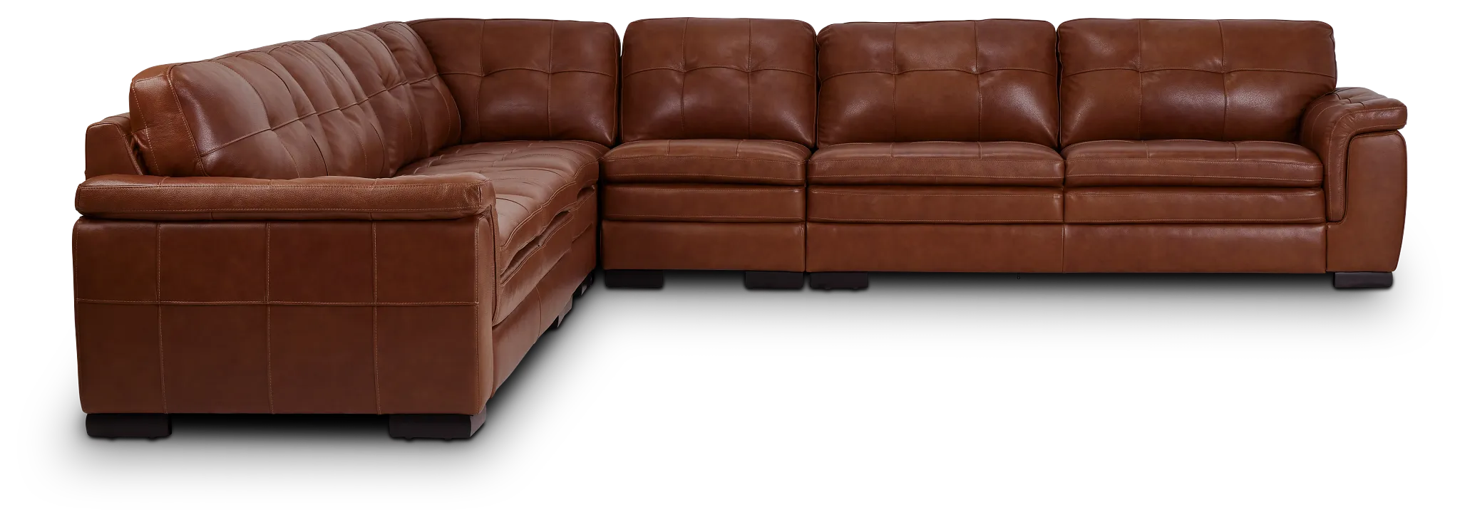 Braden Medium Brown Leather Large Two-arm Sectional