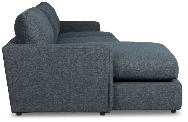 Noah Dark Blue Fabric Small Left Chaise Sectional