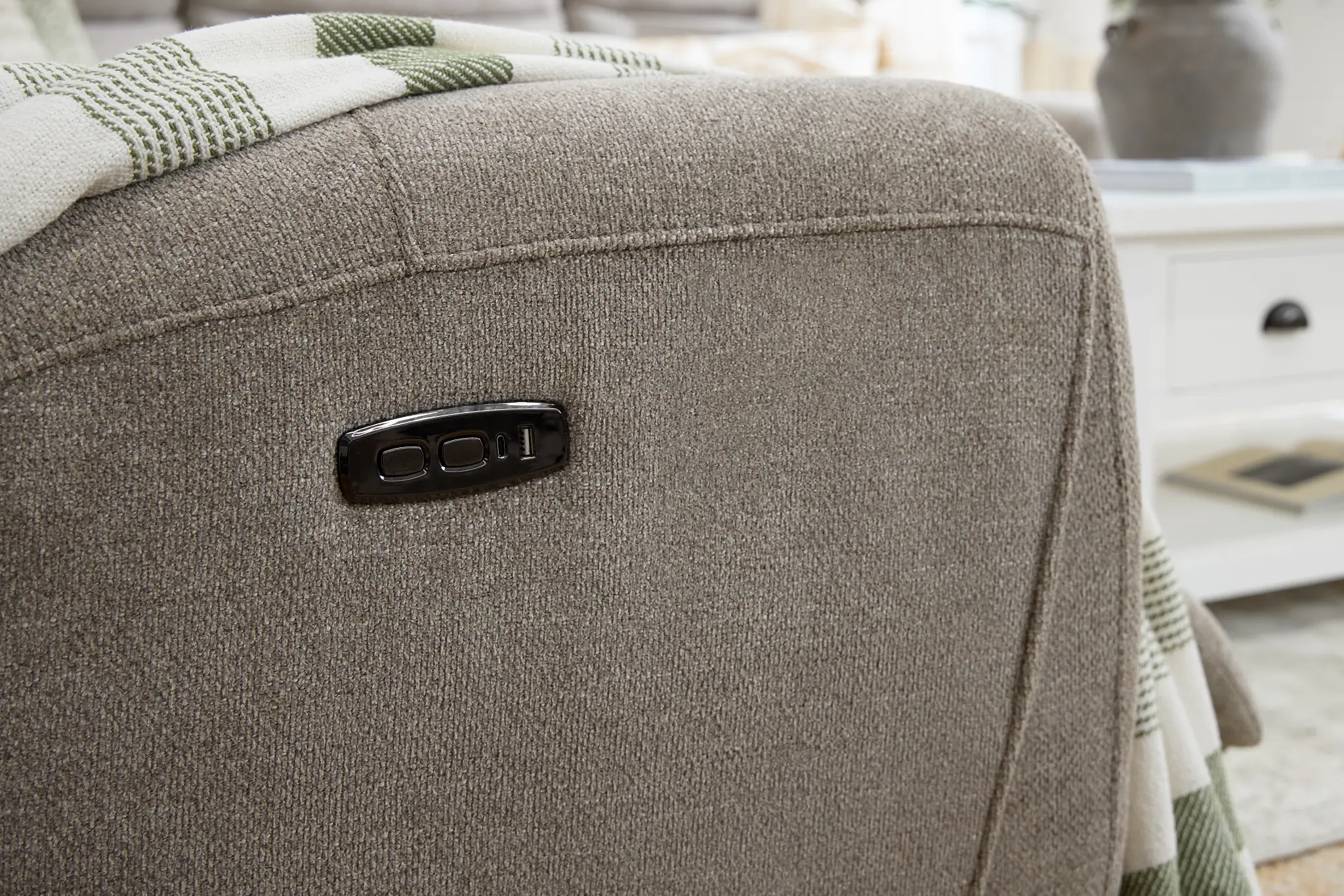 Walker Beige Fabric Medium Triple Power 2-arm Sectional Walker Beige Fabric Medium Triple Power 2-arm Sectional