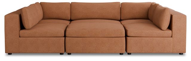 Destin Sutton Orange Fabric 6-piece Pit Sectional