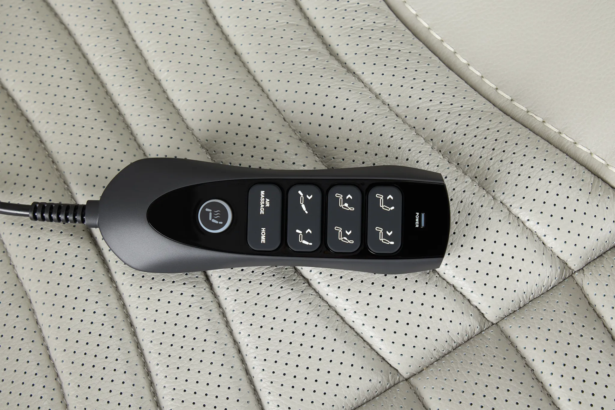 Nova Light Gray Lthr/vinyl Power Reclining Sofa W/ Massage