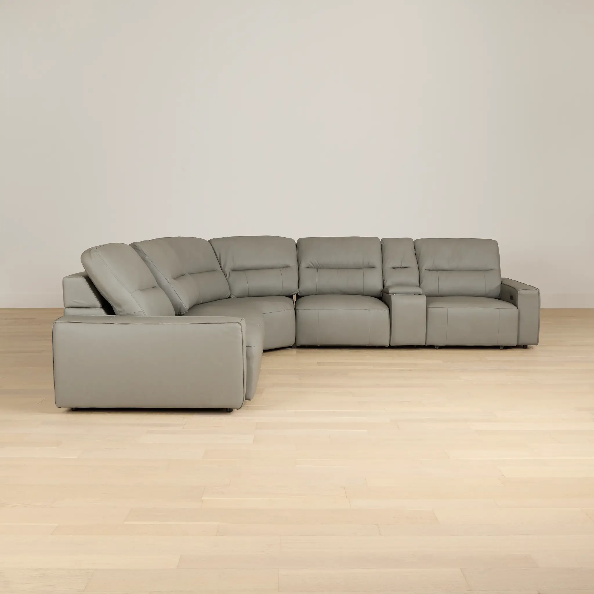 Rudy Gray Lthr/vinyl Medium Tri Power 2 Arm Extension Chaise Sectional Rudy Gray Lthr/vinyl Medium Tri Power 2 Arm Extension Chaise Sectional