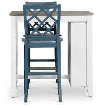 Edgartown Two-tone Storage High Table & 2 Navy Wood Barstools