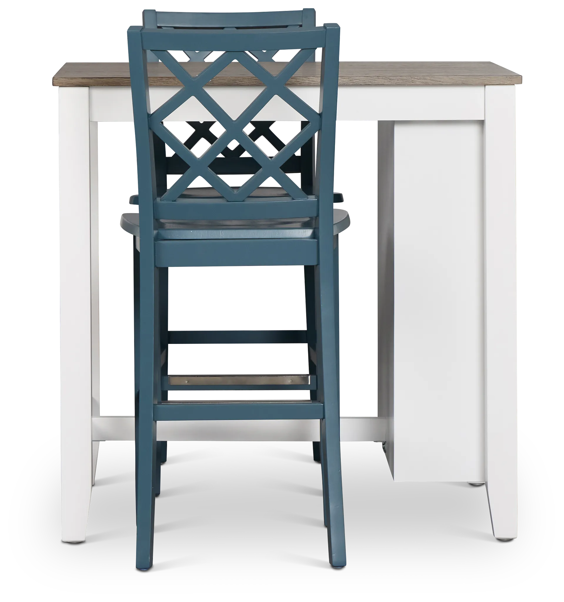Edgartown Two-tone Storage High Table & 2 Navy Wood Barstools