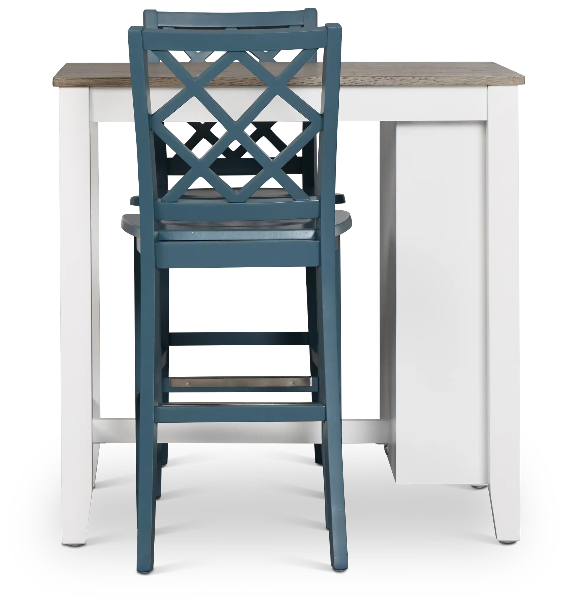 Edgartown Two-tone Storage High Table & 2 Navy Wood Barstools Edgartown Two-tone Storage High Table & 2 Navy Wood Barstools
