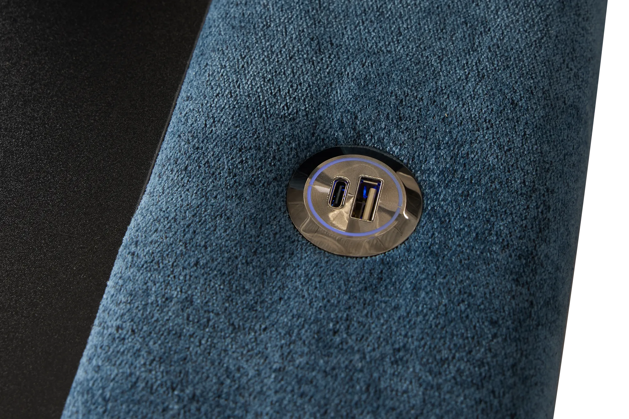 Addie Blue Fabric 6-piece Home Theater With Storage Consoles