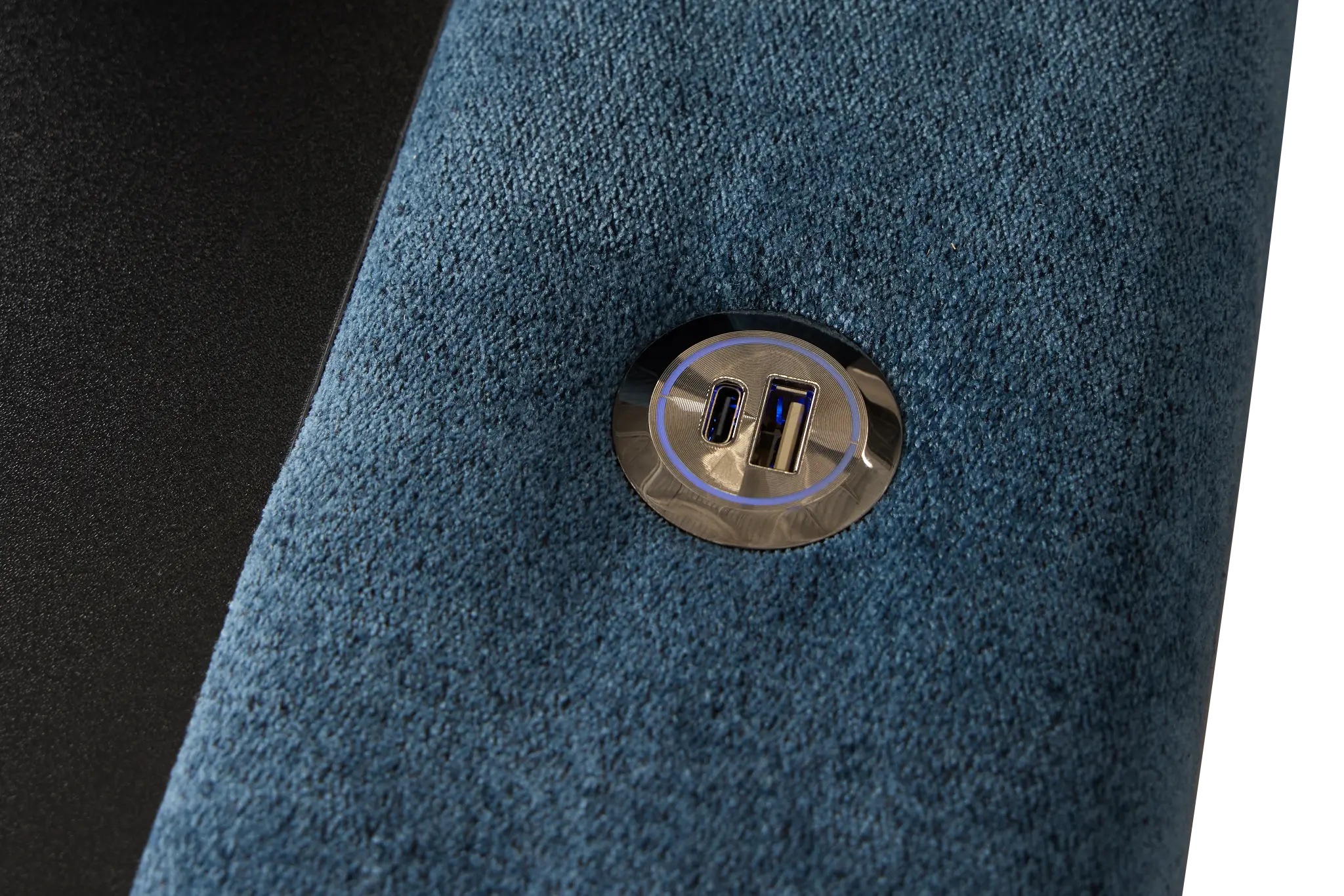 Addie Blue Fabric 6-piece Home Theater With Storage Consoles Addie Blue Fabric 6-piece Home Theater With Storage Consoles