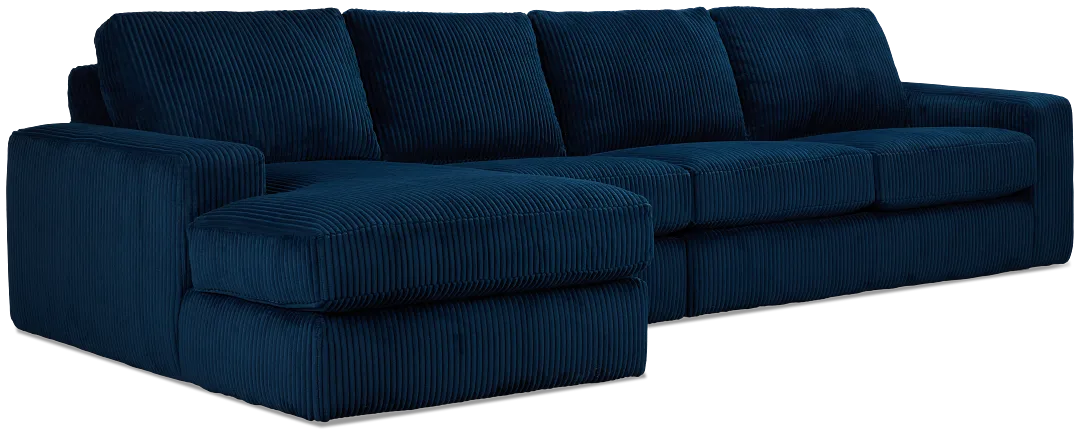 Charlie Dark Blue Fabric Small Left Chaise Sectional