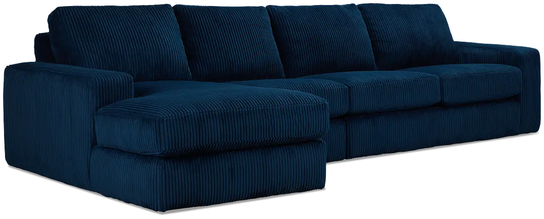 Charlie Dark Blue Fabric Small Left Chaise Sectional Charlie Dark Blue Fabric Small Left Chaise Sectional