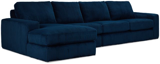 Charlie Dark Blue Fabric Small Left Chaise Sectional