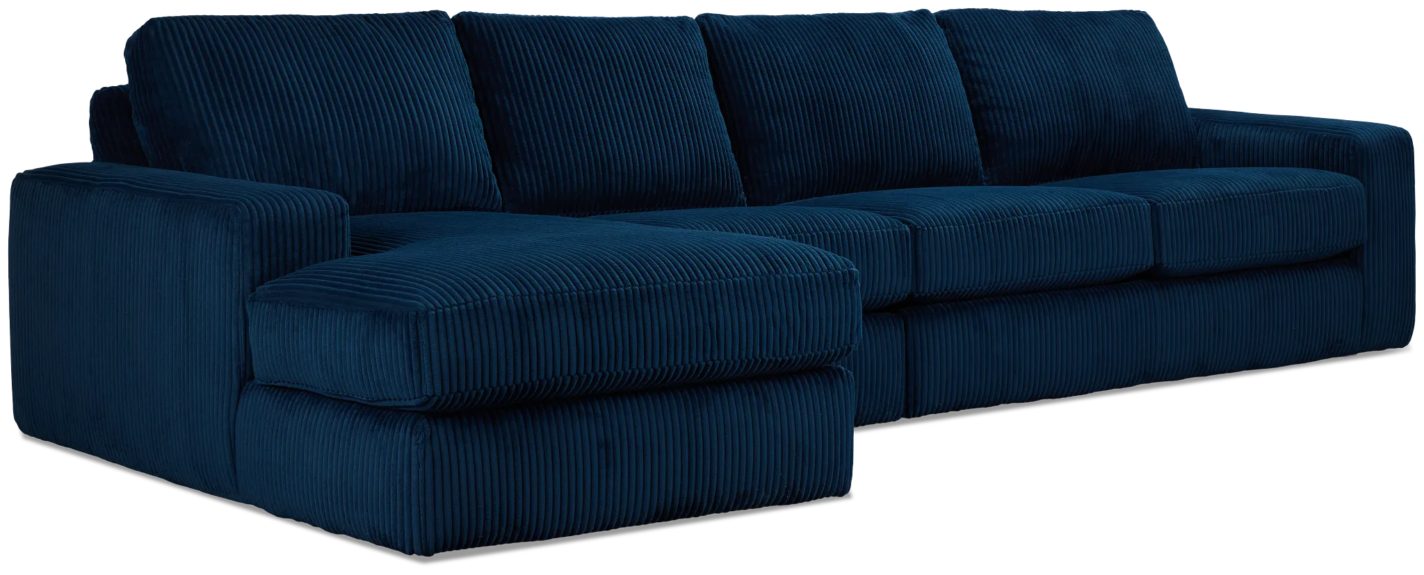 Charlie Dark Blue Fabric Small Left Chaise Sectional