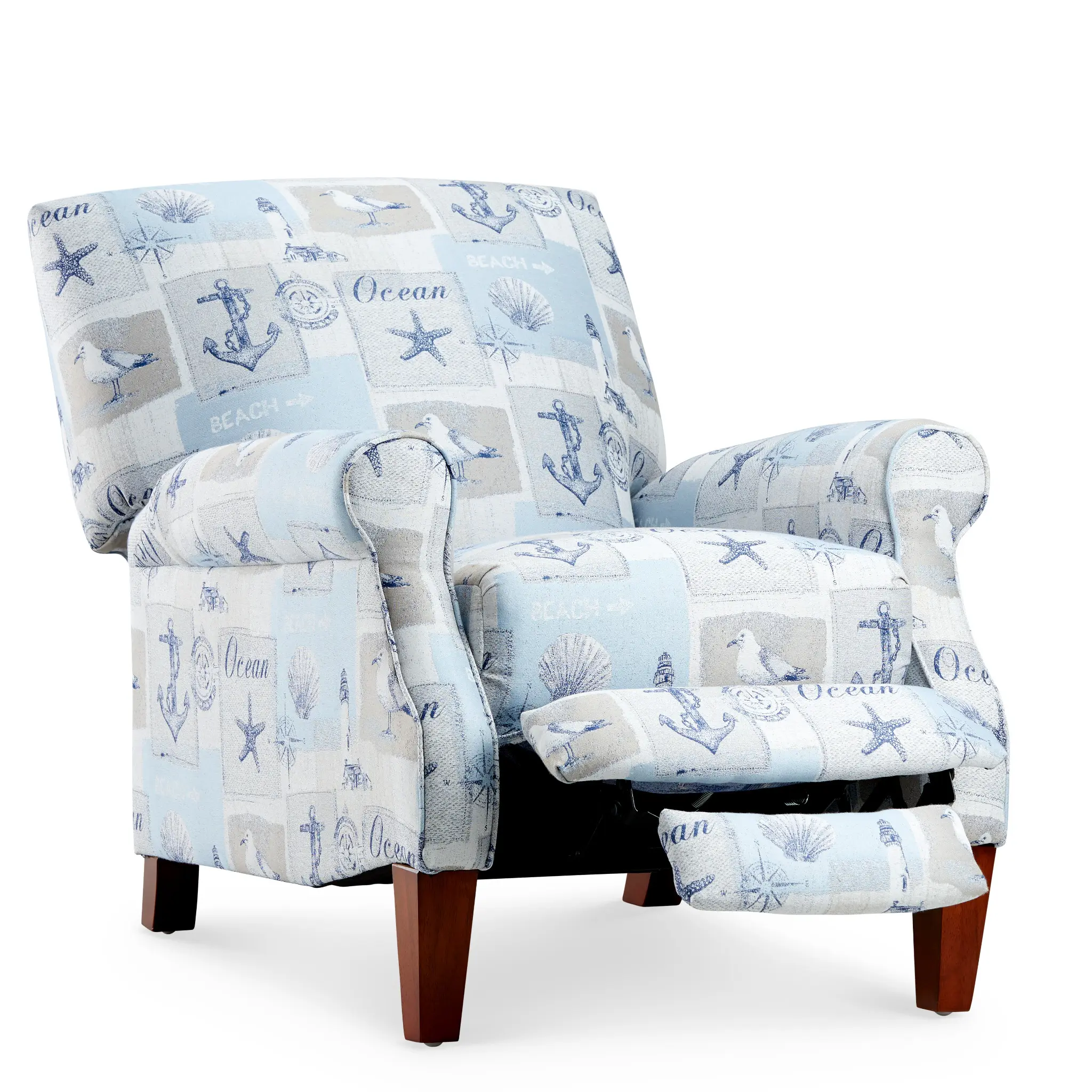 Pompano Light Blue Fabric Push Back Recliner Pompano Light Blue Fabric Push Back Recliner