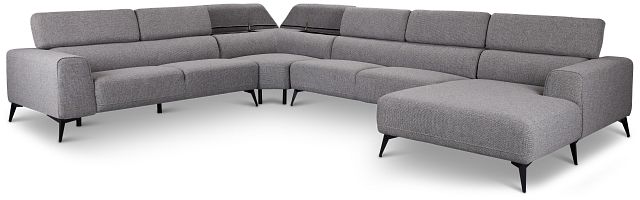 Alina Dark Gray Fabric Medium Right Chaise Sectional