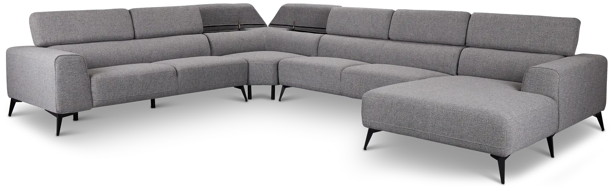 Alina Dark Gray Fabric Medium Right Chaise Sectional Alina Dark Gray Fabric Medium Right Chaise Sectional