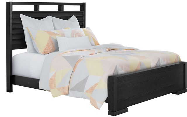 Sutton Dark Tone Wood Slat Panel Bed