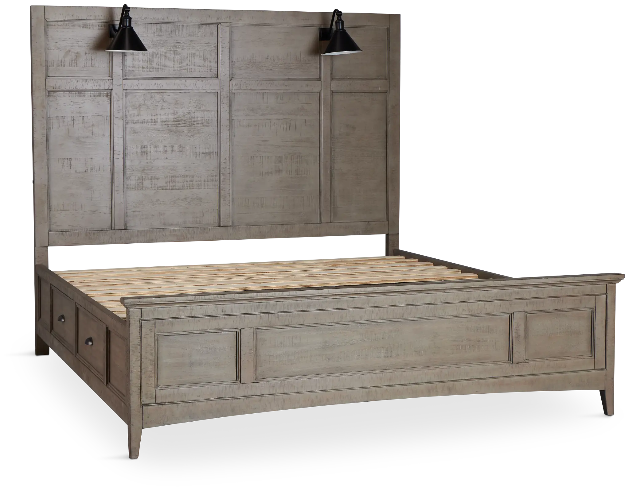 Heron Cove Light Tone Storage Panel Bed With Lights Heron Cove Light Tone Storage Panel Bed With Lights